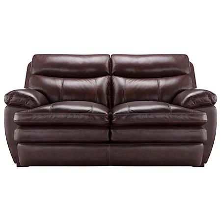 Casual Styled Leather Loveseat